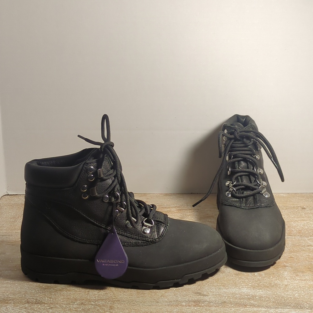 New Urban Outfitters Vagabond Womens Jill Black Leather Lace Hiker Boots Eur 38